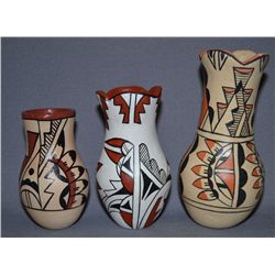 THREE JEMEZ POTTERY VASES