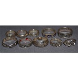 COLLECTION OF TEN SILVER RINGS