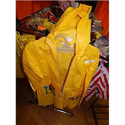 RAIN GEAR - KIDS COAT - YELLOW WITH BIKE - SIZE 6 RETAIL $20 - BUY NOW IN HOUSE - $10 EA SET