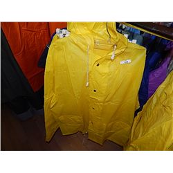 RAIN GEAR - ADULT RAIN COAT - YELLOW - M RETAIL $25 - BUY NOW IN HOUSE - $10 EA SET