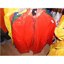 RAIN GEAR - ADULT COAT - RED - MED RETAIL $20 - BUY NOW IN HOUSE - $10 EA SET