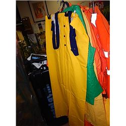 RAIN GEAR - ADULT PANTS WITH SUSPENDERS - YLW -L RETAIL $50 - BUY NOW IN HOUSE - $25 EA SET