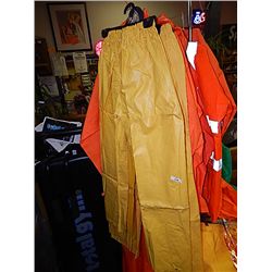 RAIN GEAR - ADULT PANTS - YELLOW –ELASTIC WAIST -M RETAIL $25 - BUY NOW IN HOUSE - $10 EA SET