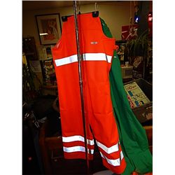 RAIN GEAR - ADULT PANTS - REFECTIVE STRIPS - NEON ORANGE - L - RETAIL $50 - BUY NOW IN HOUSE - $25 E