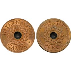1943 WWII Internment Camp Threepence PCGS MS 64 RB