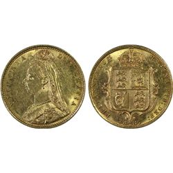 1887 Melbourne Mint QV Shield Half Sovereign PCGS AU 58