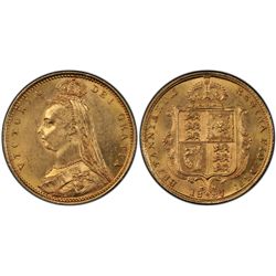 1887 Melbourne Mint QV Shield Half Sovereign PCGS MS 62