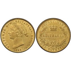 1866 Sydney Mint QV Type II Sovereign PCGS AU 55