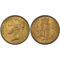 1874 Melbourne Mint QV Shield Sovereign PCGS MS 61