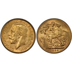 1928 Perth Mint KGV St George Sovereign PCGS MS 62