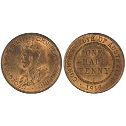 1912-H Australian KGV Half Penny PCGS MS 64 RB
