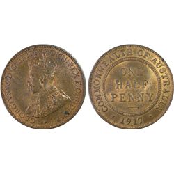 1917-I Australian KGV Half Penny PCGS MS 64 RB