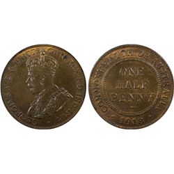 1918-I Australian KGV Half Penny PCGS MS 64 BN