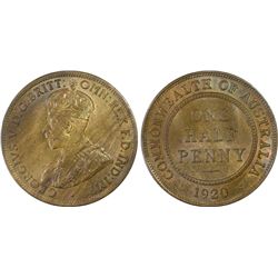 1920 Australian KGV Half Penny PCGS MS 64 RB