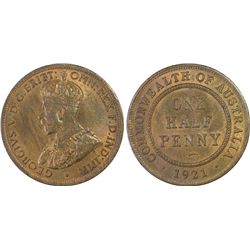 1921 Australian KGV Half Penny PCGS MS 64 RB