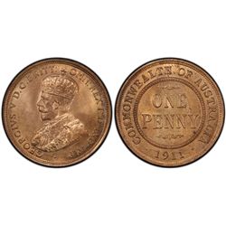 1911 Australian KGV Penny PCGS MS 64 RD