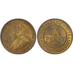 1912-H Australian KGV Penny PCGS MS 63 RB