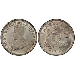 1936 Australian KGV Threepence PCGS MS 65