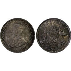 1928 Australian KGV Sixpence PCGS MS 64