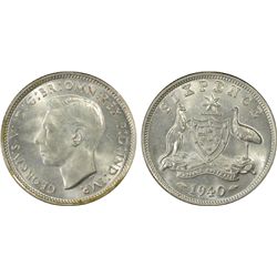 1940 Australian KGVI Sixpence PCGS MS 63
