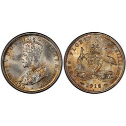 1918-M Australian KGV Florin PCGS MS 64