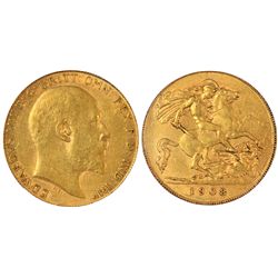 1908 Perth Mint KEDVII Half Sovereign PCGS AU 50