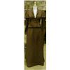 Image 1 : A late Edwardian style chocolate brown quilted jacket and full skirt outfit with full size dummy.