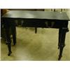 Image 1 : French writing table with some internal fitments, ebonised with gilt metal faun handles. £150-200