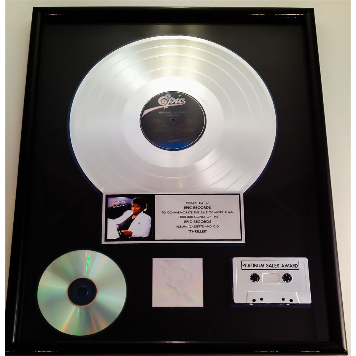 MICHAEL JACKSON RIAA PLATINUM RECORD AWARD FOR 