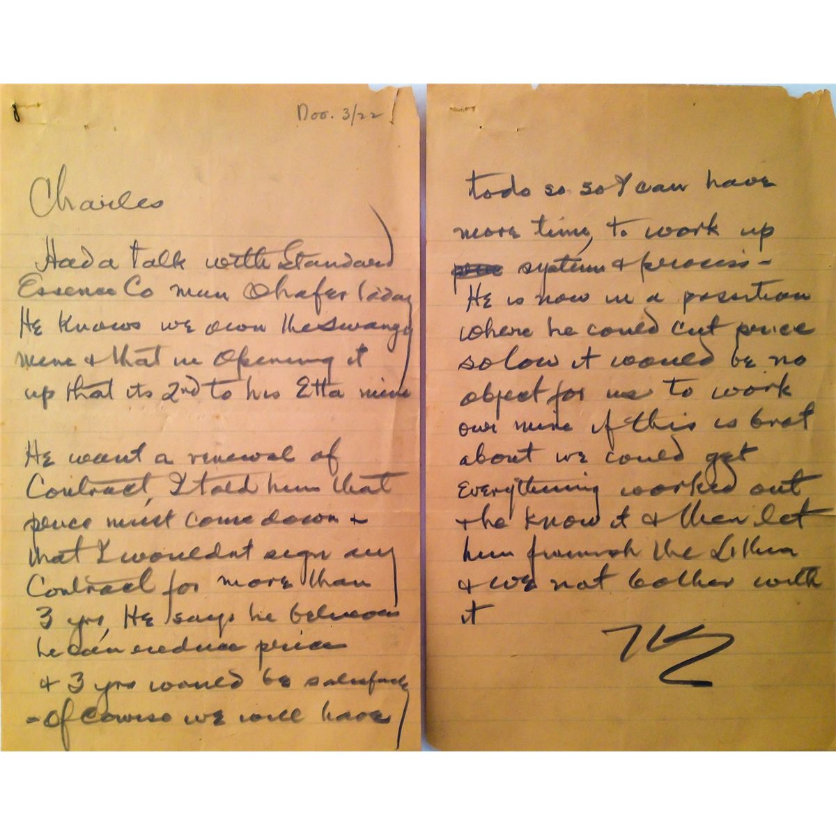 THOMAS EDISON HANDWRITTEN LETTER AND DRAWING