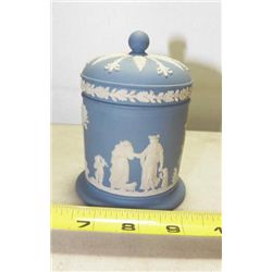 Wedgwood  Blue Jasperware Cigarette Holder Jar