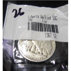1942 Walking Liberty Silver Half Dollar