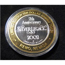 2002 Silver Legacy $10.00 Game Token 7th Ann