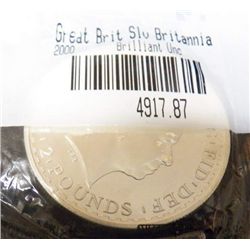 2000 Great Britain Silver Britannia 1 OZ Silver