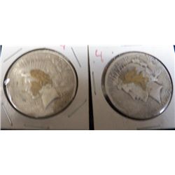 2-Peace 1922 Silver Dollars