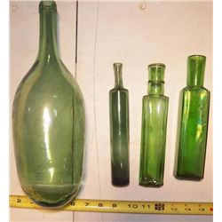 Vintage Green Glass Bottles