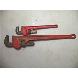 2-Red Handled Pipe Wrenches