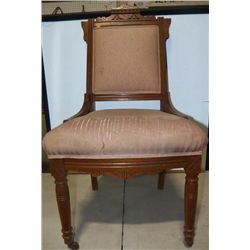 Hand Carved Victorian Walnut Side Chair ~