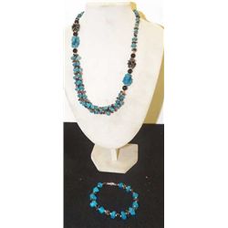 Turquoise & Pyrite Necklace & Bracelet