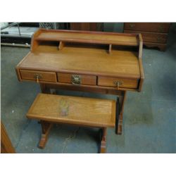 Vintage Mahogany three door desk with bench.