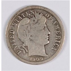 1909-S BARBER DIME, FINE