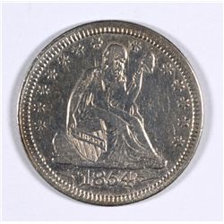 1854 SEATED QUARTER AU-50