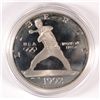 Image 1 : 1992 PROOF OLYMPIC COMMEMORATIVE SILVER DOLLAR,  COIN AND CAPSULE, VERY NICE!