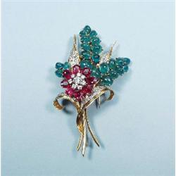 An important 18 kt. gold, diamond, ruby and c...