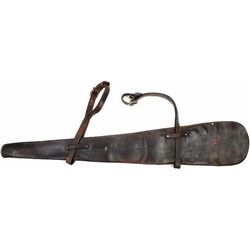 Early border stamped leather rifle scabbard