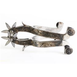 Pair unmarked drop shank spurs