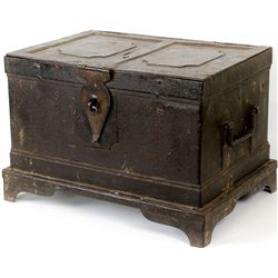 Great early iron strong box with wonderful old