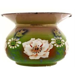 Fine Victorian period spittoon, enamel with floral