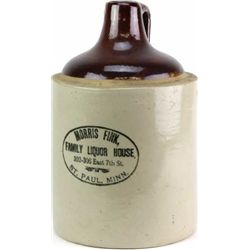 Antique stoneware advertising whiskey jug