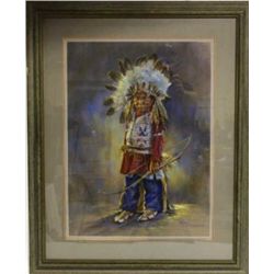 Framed and matted colored lithograph